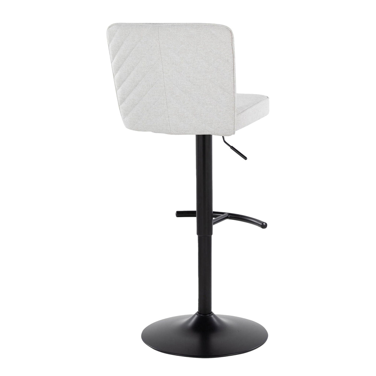 Contemporary adjustable barstool with swivel, beige upholstery and rounded T footrest on Tampa Home & Garden Store