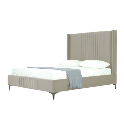 Promenade upholstered bed with beige headboard and slats, HouseOfZazla on Tampa Home & Garden Store