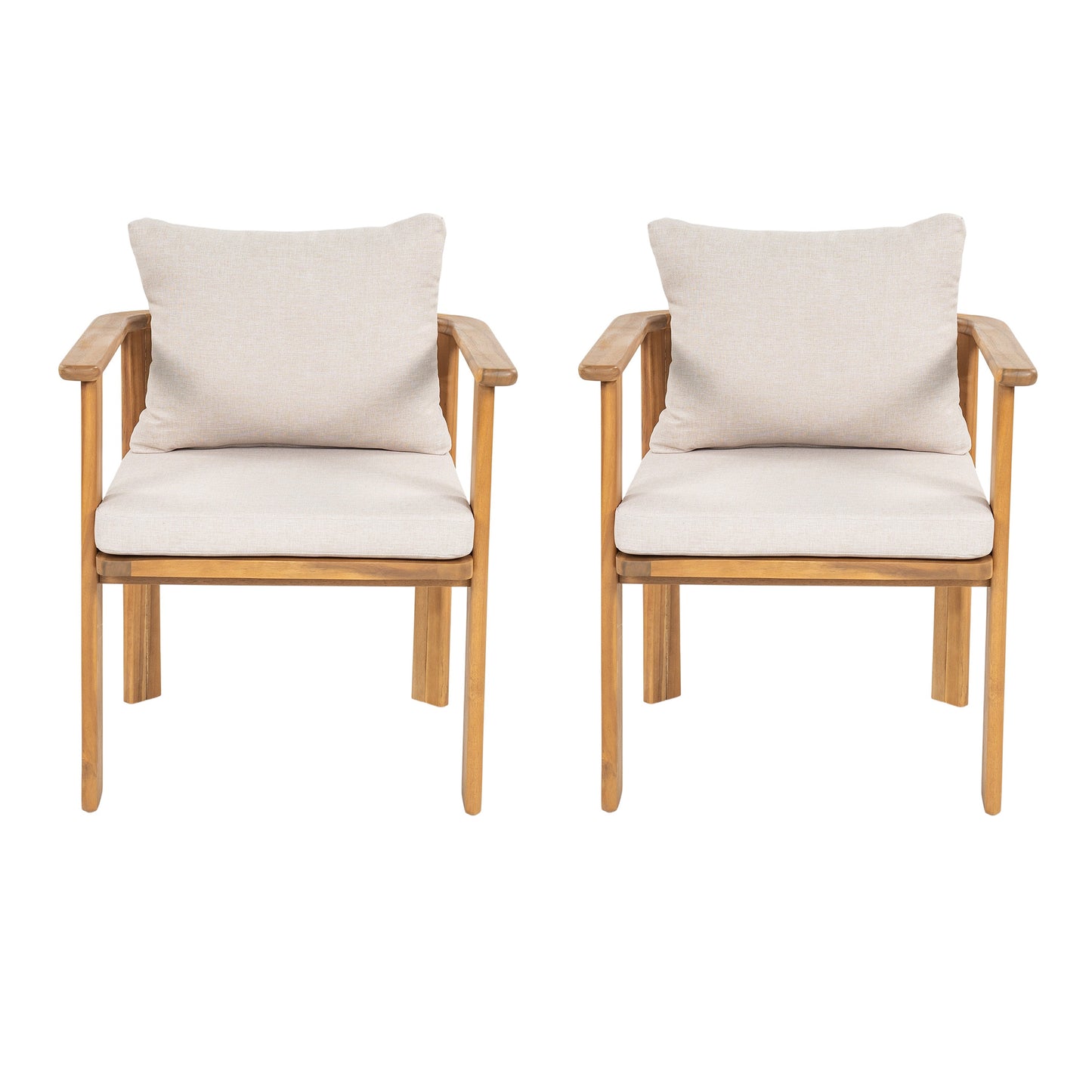 Kaja Outdoor Acacia Wood Dining Chair With A Pad