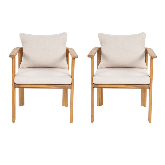Kaja Outdoor Acacia Wood Dining Chair With A Pad