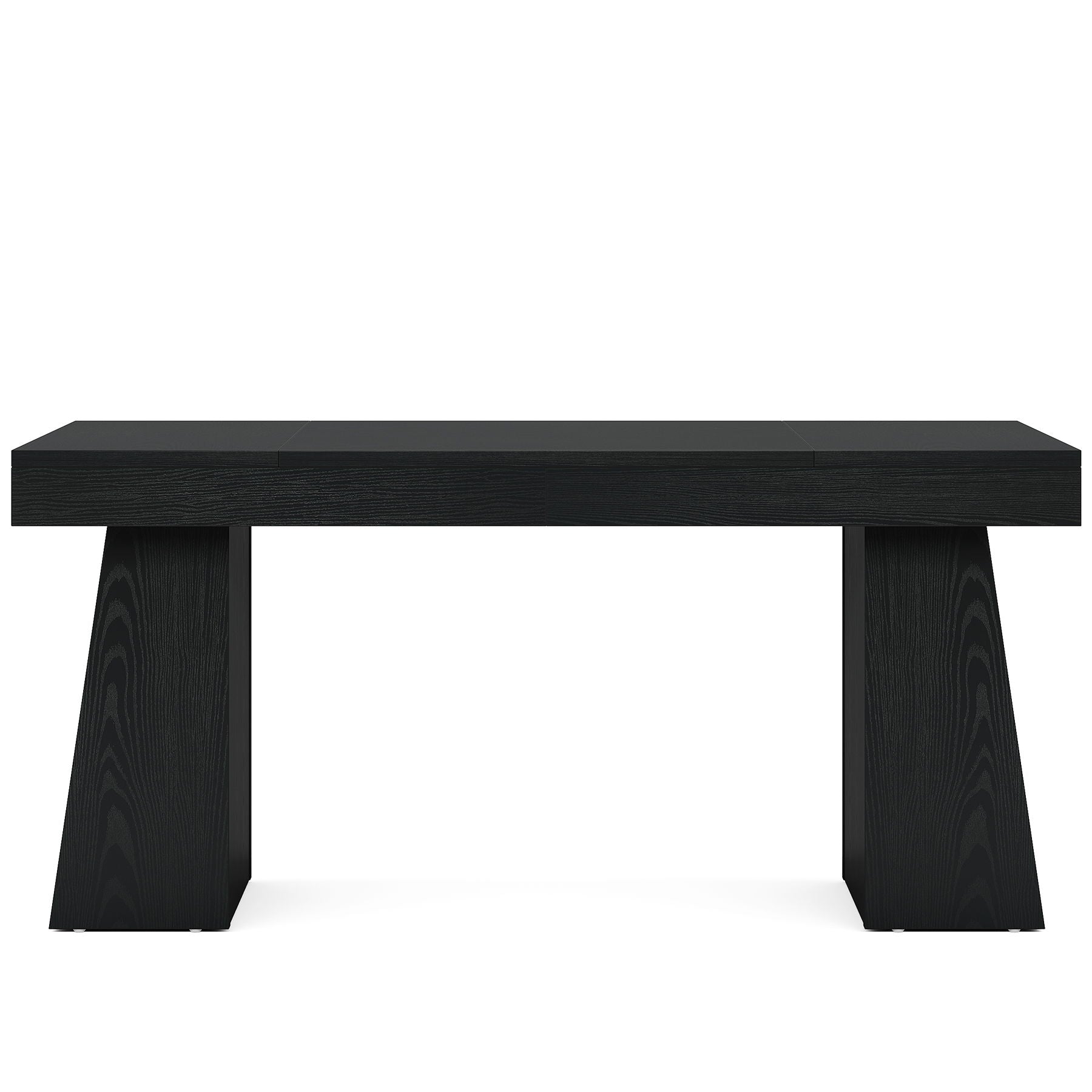 Executive Desk Workstation With Double Trapezoid Base in black wood grain by HouseOfZazla on Tampa Home & Garden Store