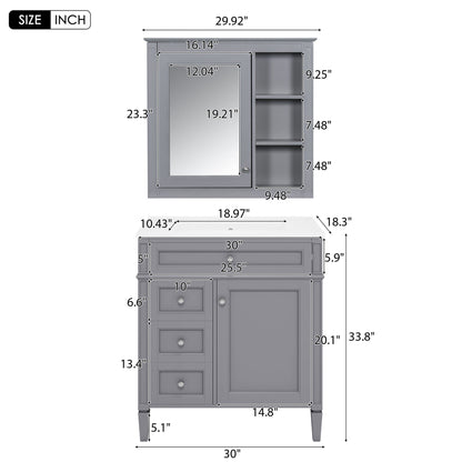 Bathroom vanity with medicine cabinet and storage in gray finish by HouseOfZazla on Tampa Home & Garden Store