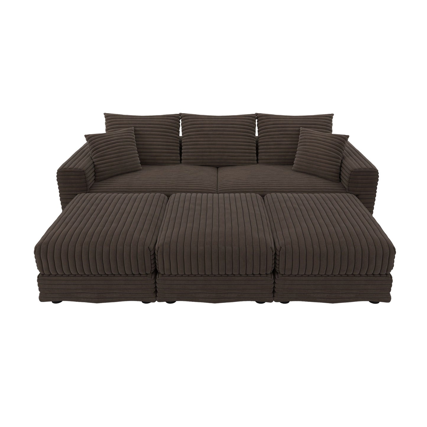 Deep Seat Sofa Bed With Ottoman and Soft Pillows