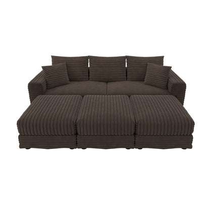 Deep Seat Sofa Bed With Ottoman and Soft Pillows