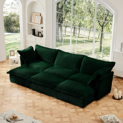 Slipcovered Sofa with a Soft Ottoman Set for Home
