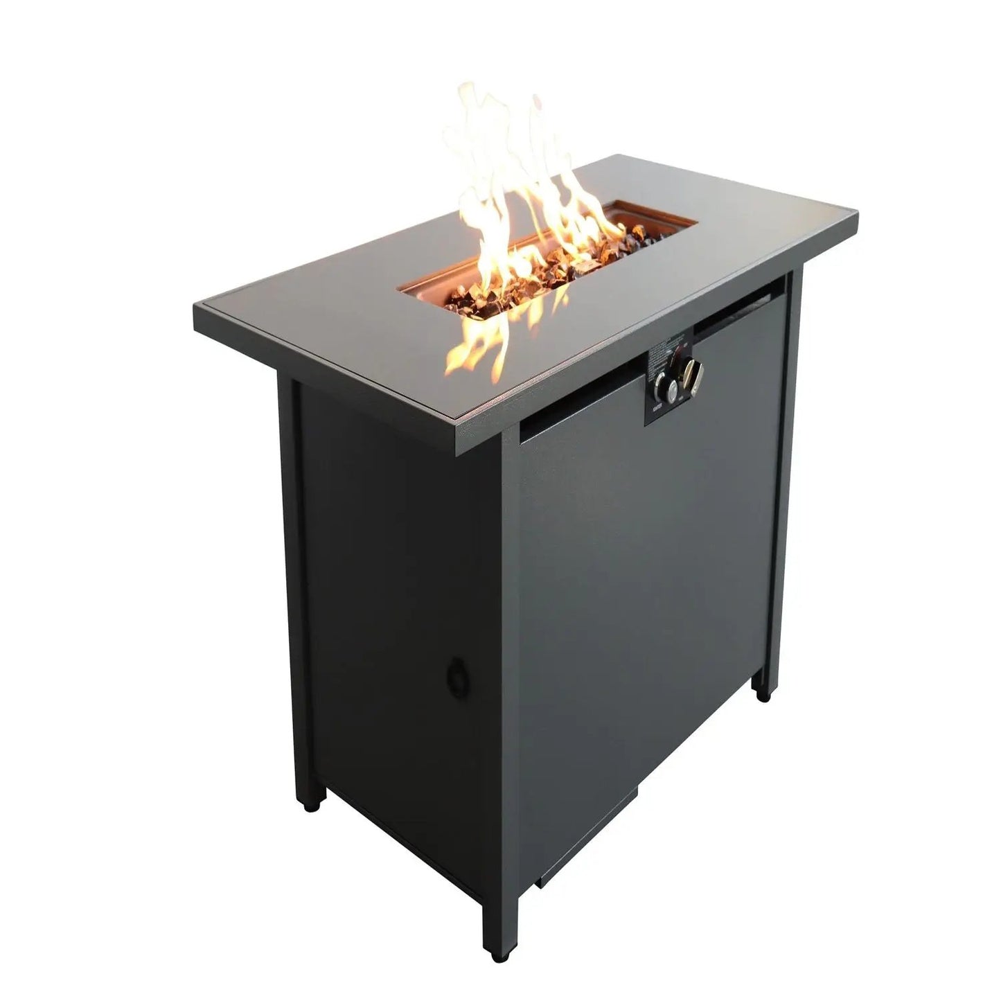 Outdoor Fire Pit Table with Lid and Black