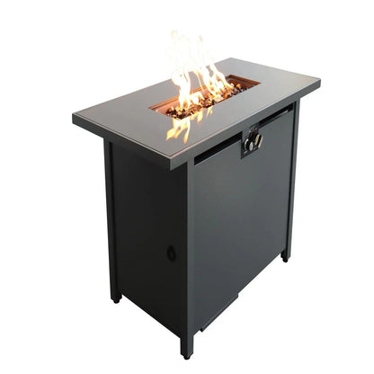 Outdoor Fire Pit Table with Lid and Black