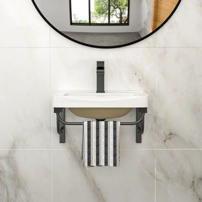 Wall Mounted Rectangular Sink With Towel Bar