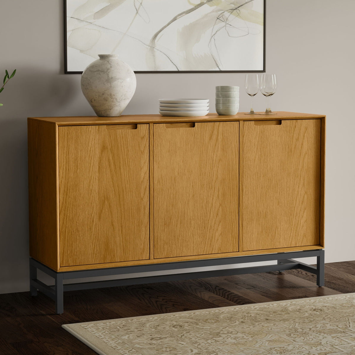 Banting Sideboard Buffet solid rubberwood with black metal frame by HouseOfZazla on Tampa Home & Garden Store