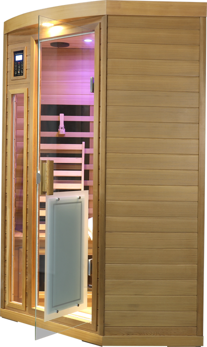 Low EMF Far-Infrared 2-Person Sauna with LCD Control in red cedar, glass door HouseOfZazla on Tampa Home & Garden Store