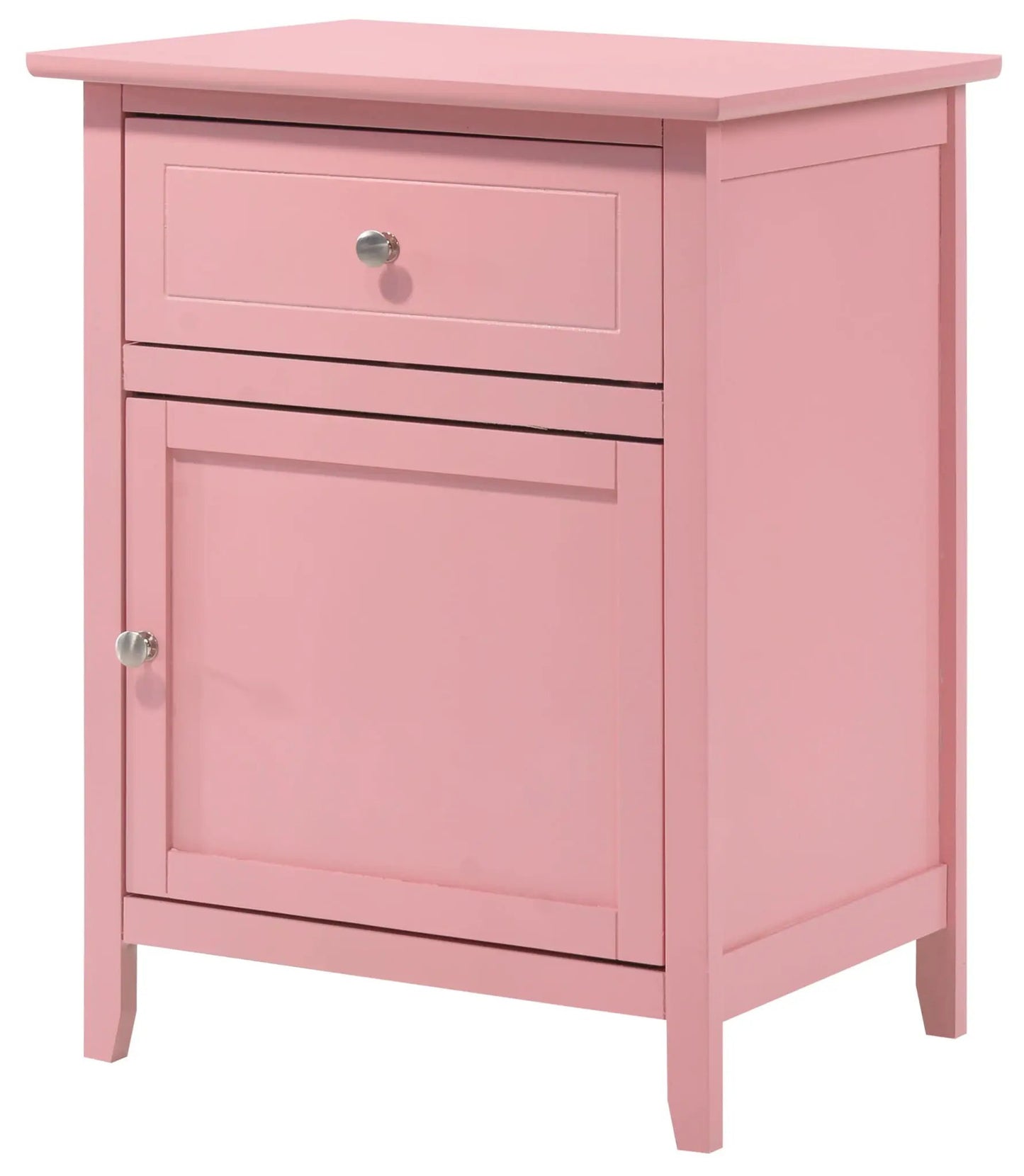 1 Drawer / 1 Door Nightstand pink wood with silver knobs by Unique Piece Furniture on Tampa Home & Garden Store