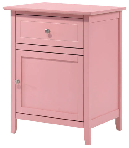 1 Drawer / 1 Door Nightstand pink wood with silver knobs by Unique Piece Furniture on Tampa Home & Garden Store