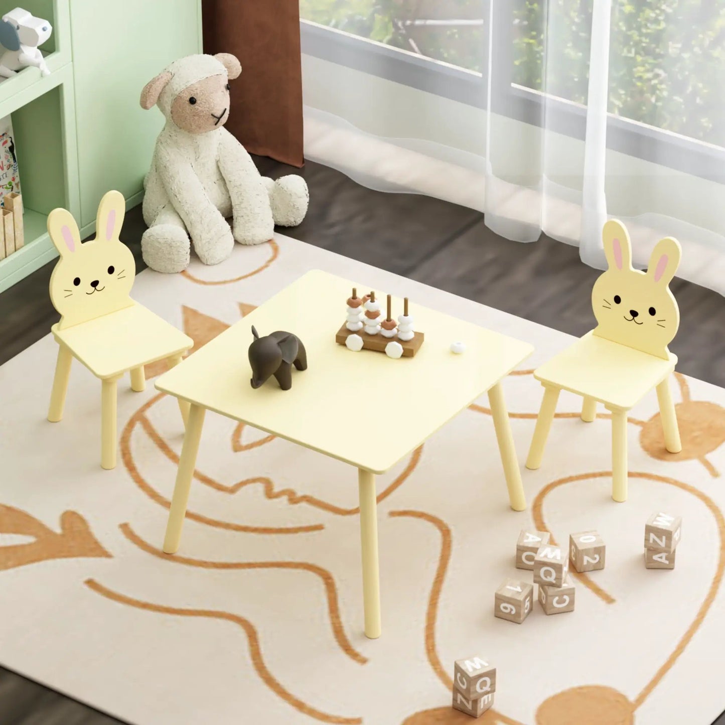Table and chair set with 2 yellow bunny chairs for toddlers Unique Piece Furniture on Tampa Home & Garden Store