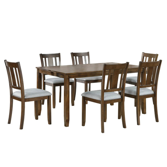 6 Piece Dining Set table with upholstered chairs in dark wood by Unique Piece Furniture on Tampa Home & Garden Store