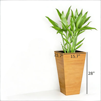 Classic Set of 3 Tall Outdoor Planters by HouseOfZazla, wooden planters with green foliage on Tampa Home & Garden Store