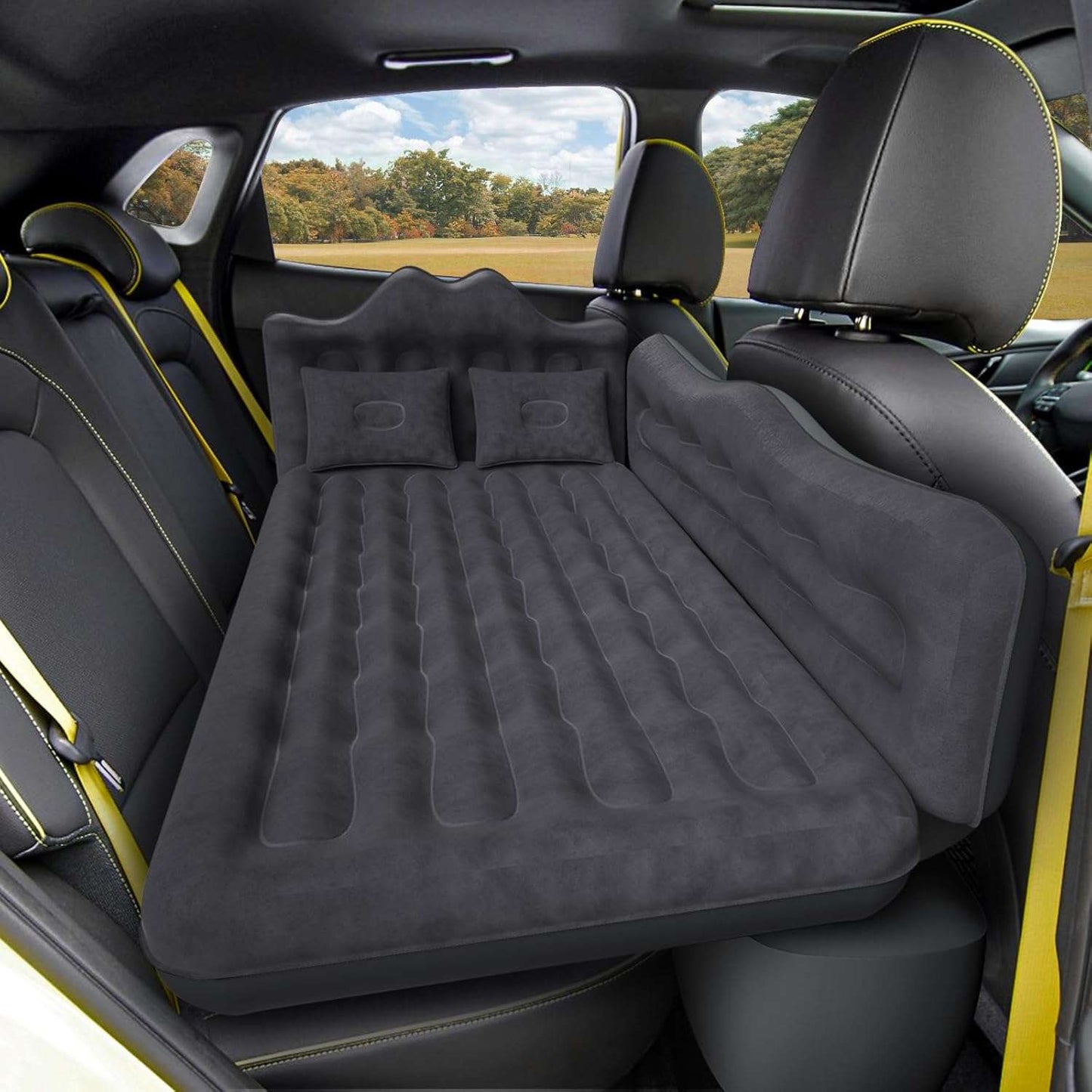 Backseat air mattress for SUV/car/truck, grey thick inflatable bed with two pillows on Tampa Home & Garden Store