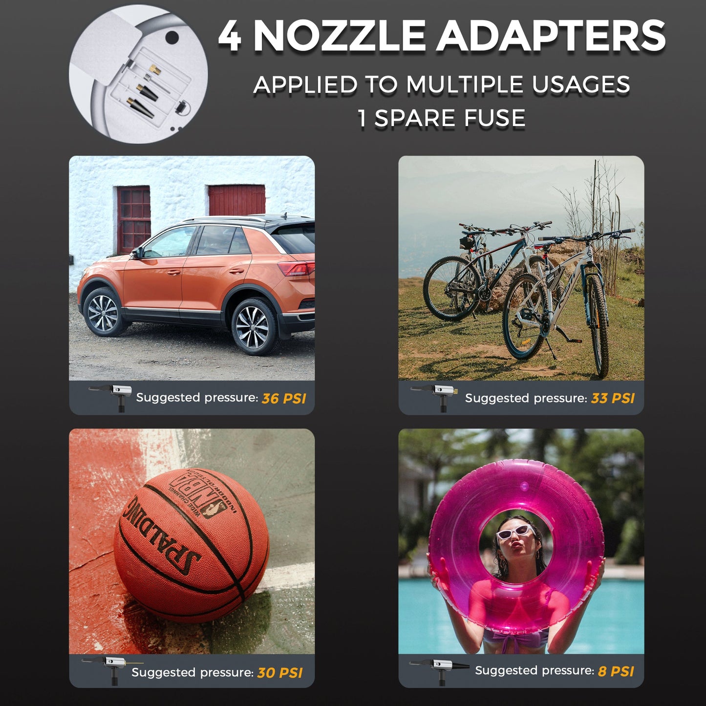 Gonfleur de pneu de voiture rétractable