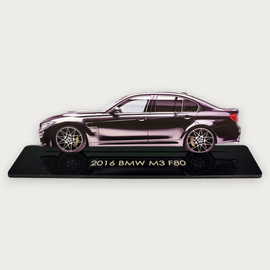 2016 BMW M3 F80 (1) Metal Car Wall Art, Color 2D Diecast Car Decor, Silhouette Metal Wall Art, Gift For Car Lovers, Detailed Color Metal Car