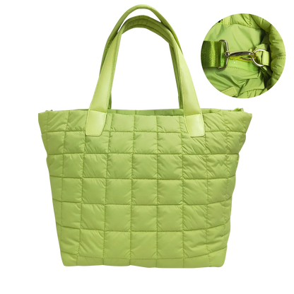 Quilted Nylon Tote – Lightweight, Triple-Zip, Travel & Work Ready