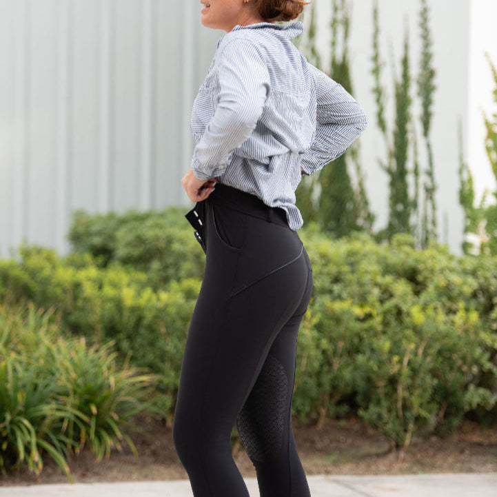 Equestrian Underwear knee-length leggings black stretch fabric by Eques Pante riding apparel on Tampa Home & Garden Store