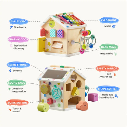 Tiny Land Cottage Activity Cube Rainbow, baby activity cube with rainbow xylophone and bead maze on Tampa Home & Garden Store