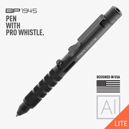 GP 1945 Bolt Action Pen LITE, black EDC pen with knurled grip and pocket clip on Tampa Home & Garden Store