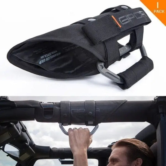 GP-Grip PRO Foldable Handle for Jeep Wrangler JK, black 1-pack with foldable metal grip and roll-bar mount on Tampa Home & Garden Store