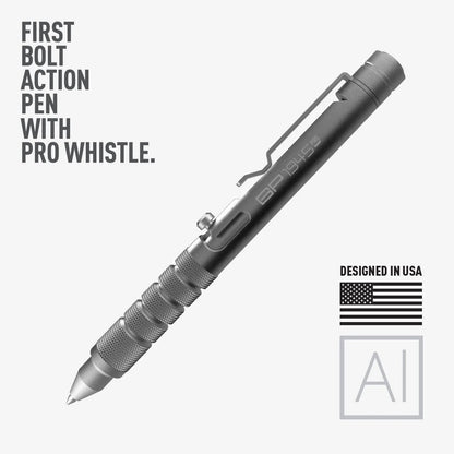 GP 1945 Bolt Action Pen LITE by GPCA, steel-gray knurled metal EDC pen on Tampa Home & Garden Store