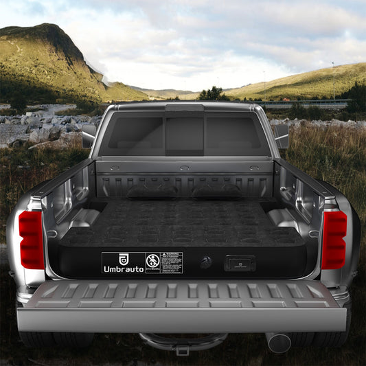 Umbrauto truck bed air mattress 5.5–5.8 ft in black/grey with detachable pump in pickup bed on Tampa Home & Garden Store