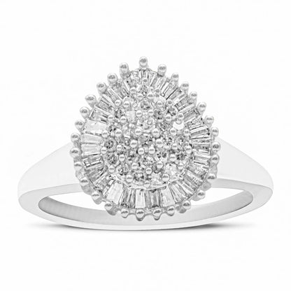 Bids.com 10K white gold diamond pave halo cluster cocktail ring, size 5 on Tampa Home & Garden Store