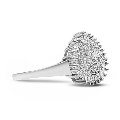 10K white gold pave diamond cocktail ring with a diamond cluster halo on Tampa Home & Garden Store