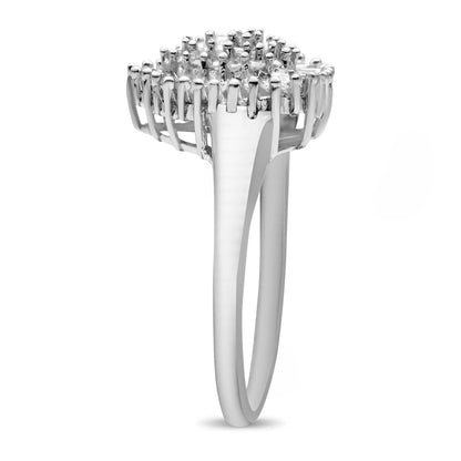 10K white gold pavé diamond dome cocktail ring with halo cluster size 5 by Bids.com on Tampa Home & Garden Store