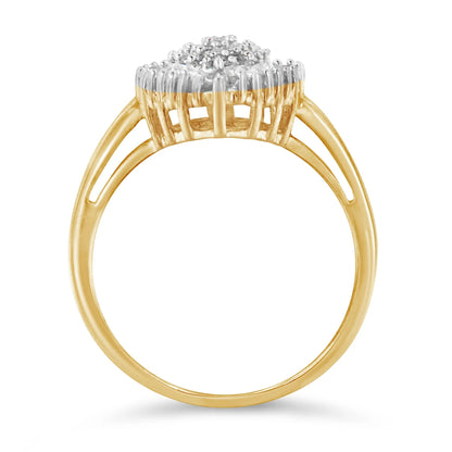 10K yellow gold halo pavé ring with round & baguette diamonds, size 4-1/4, Bids.com on Tampa Home & Garden Store