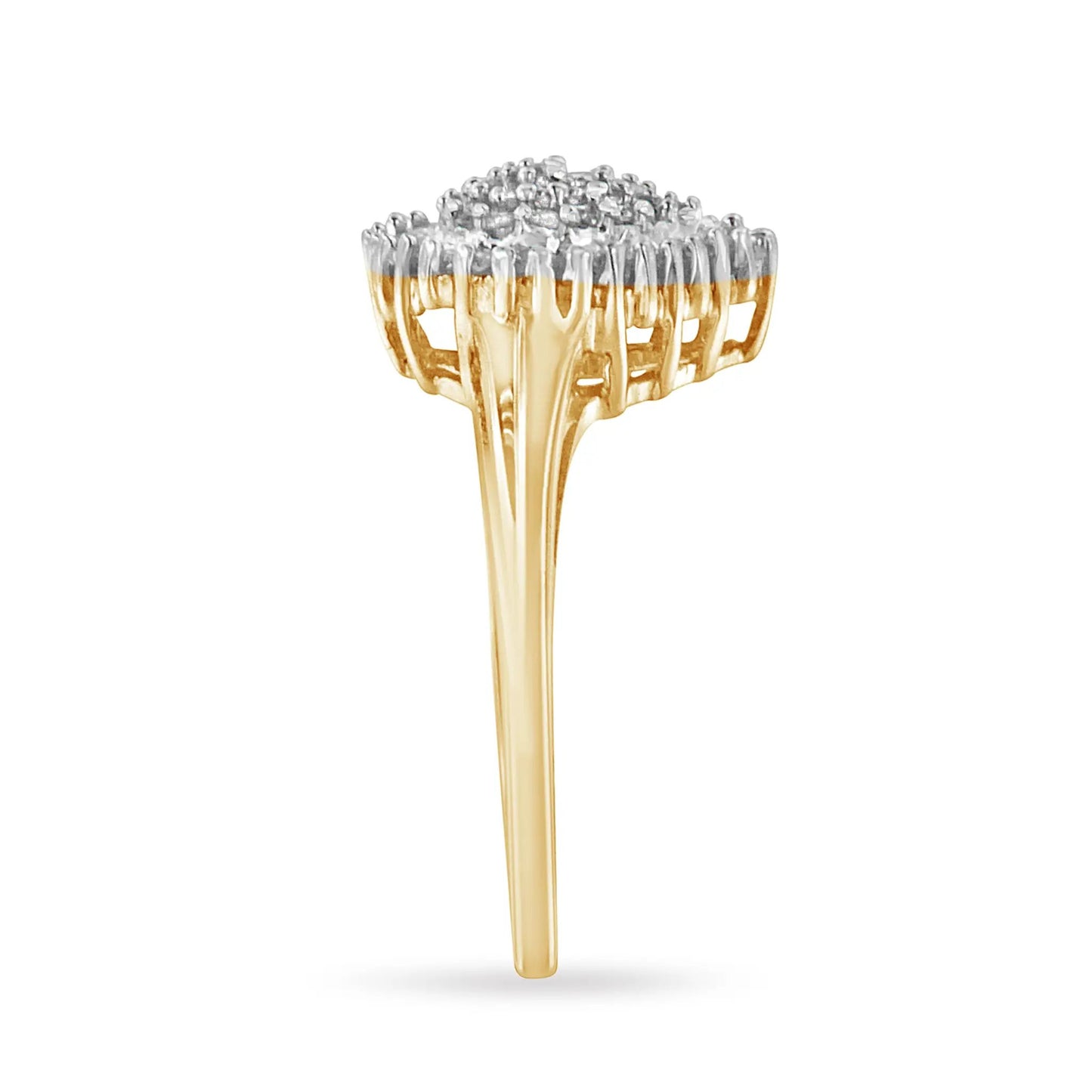 10K yellow gold cocktail ring with pear-shaped pavé diamond cluster and halo, 1/2 cttw on Tampa Home & Garden Store