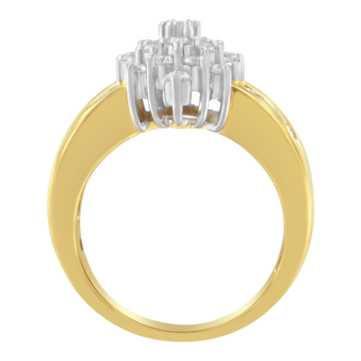 10K yellow gold ring with 1.0 Cttw marquise composite diamond cluster setting on Tampa Home & Garden Store