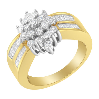 10K yellow gold marquise composite diamond cluster ring with pave-set band, size 7 Bids.com on Tampa Home & Garden Store