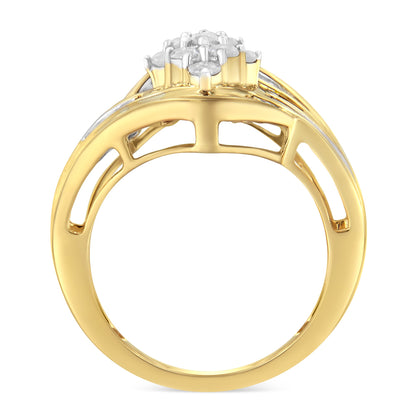 Diamond cluster ring by Bids.com in two-tone 10K gold over sterling silver, 1 Cttw, size 6 on Tampa Home & Garden Store