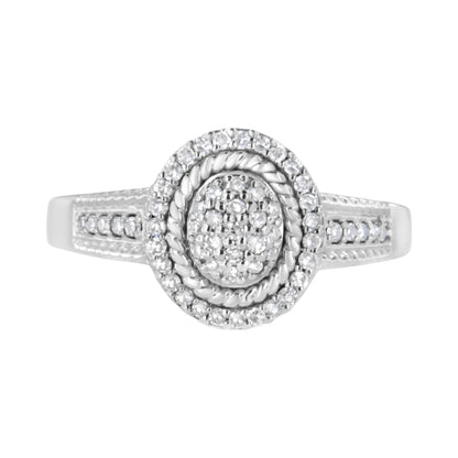 Bids.com sterling silver braided halo pavé diamond ring, 1/3 ct tw, size 7 on Tampa Home & Garden Store