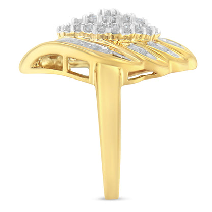 Diamond cocktail ring, 10K gold plated over sterling silver, 3/4 Cttw, I-J, I2-I3, size 6 on Tampa Home & Garden Store