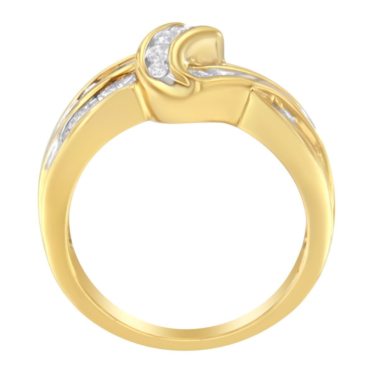 Ring 10K yellow gold bypass with channel-set diamonds, round & baguette stones, size 6.75 on Tampa Home & Garden Store