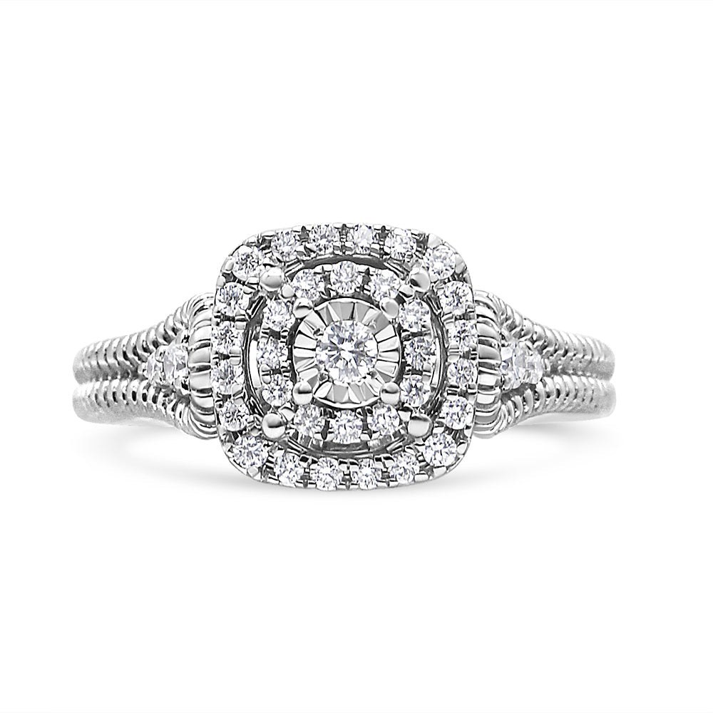 Sterling silver halo diamond cocktail ring by Bids.com, 1/3 cttw round-cut diamonds, size 7 on Tampa Home & Garden Store
