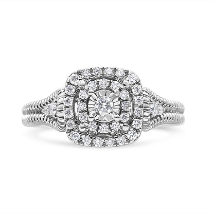 Sterling silver halo diamond cocktail ring by Bids.com, 1/3 cttw round-cut diamonds, size 7 on Tampa Home & Garden Store