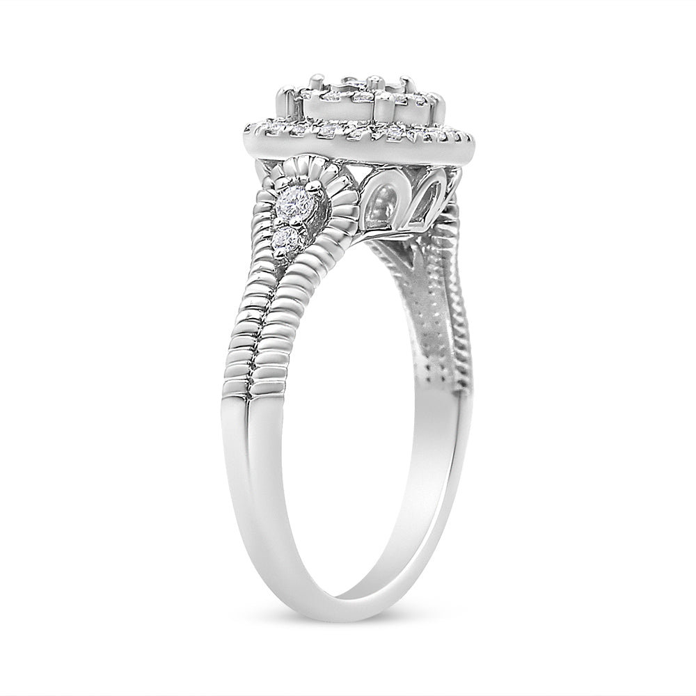 Sterling silver 1/3 cttw Miracle Set diamond cocktail ring, size 7, by Bids.com on Tampa Home & Garden Store