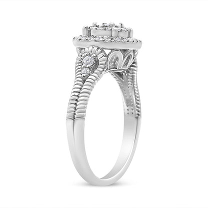 Sterling silver 1/3 cttw Miracle Set diamond cocktail ring, size 7, by Bids.com on Tampa Home & Garden Store