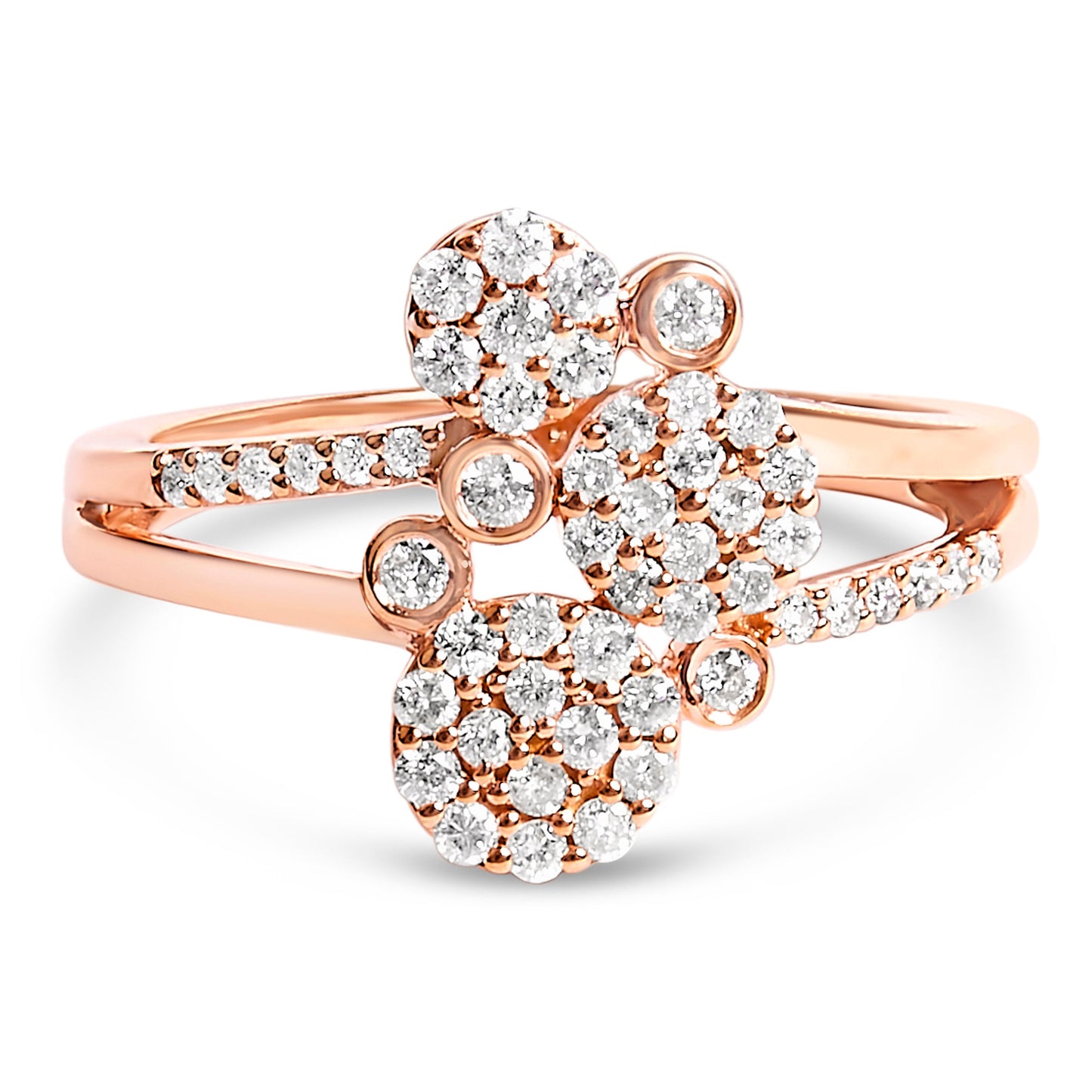 Rose gold plated 14K ring with .925 silver, 1/2 Cttw diamond scatter, bypass style, size 7 on Tampa Home & Garden Store