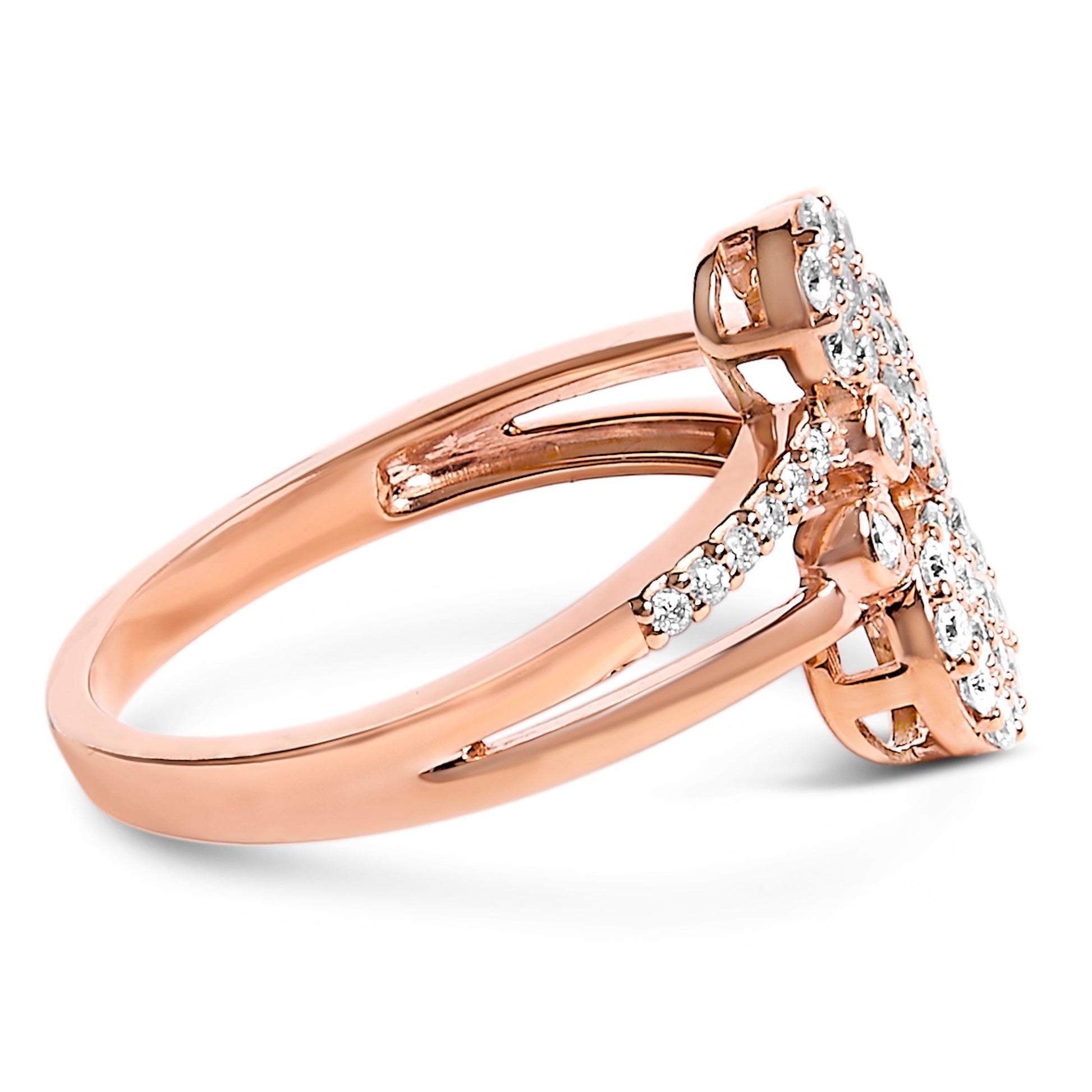 Rose gold plated 14K ring with 1/2 cttw diamond scatter bypass, size 7 on Tampa Home & Garden Store
