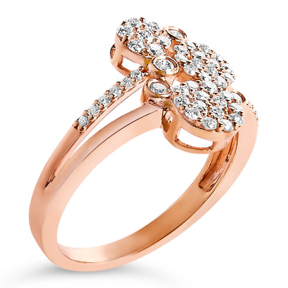 Ring rose gold plated .925 silver bypass with 1/2 ct diamonds, I-J I1-I2 clarity, size 7 on Tampa Home & Garden Store