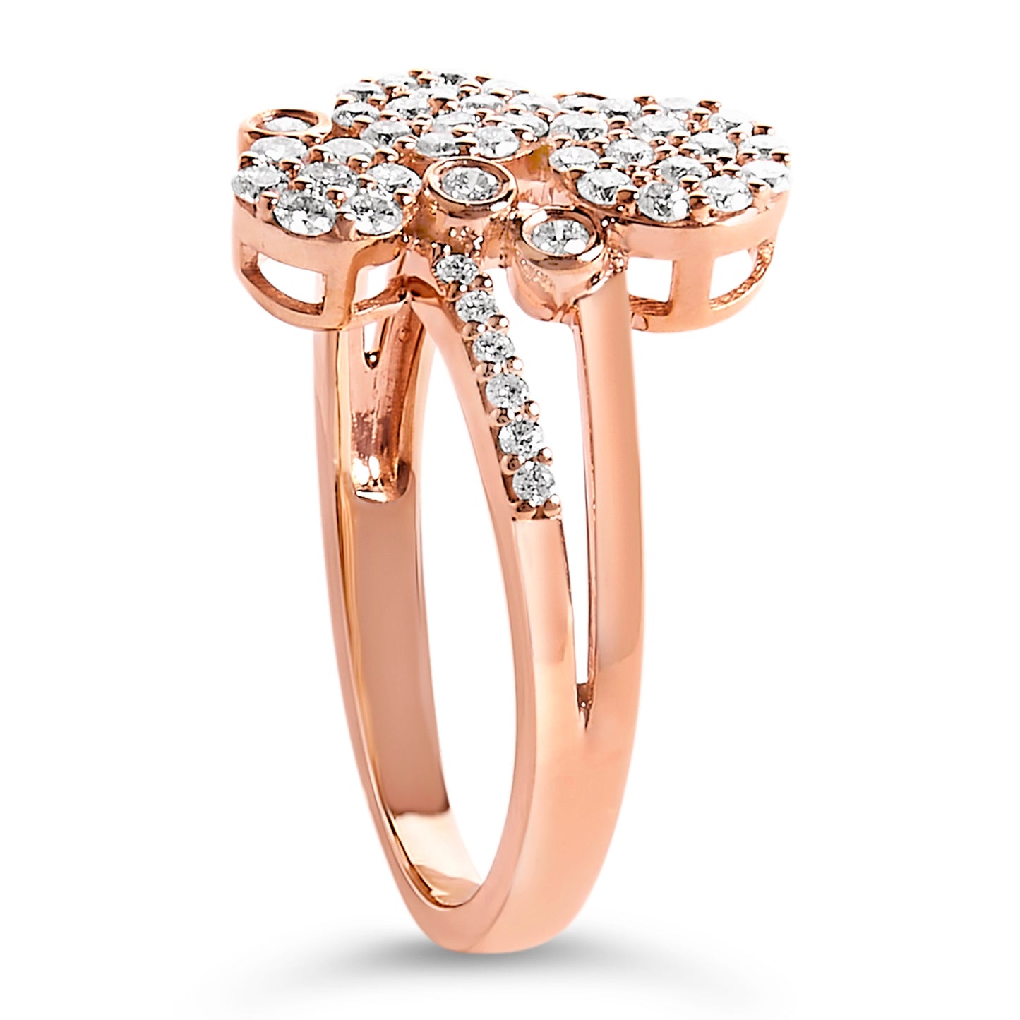 Rose gold plated bypass ring with 1/2 Cttw diamond scatter cluster, size 7 on Tampa Home & Garden Store