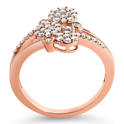Rose gold plated bypass ring with diamond scatter cluster, 1/2 Cttw, I1-I2 clarity on Tampa Home & Garden Store