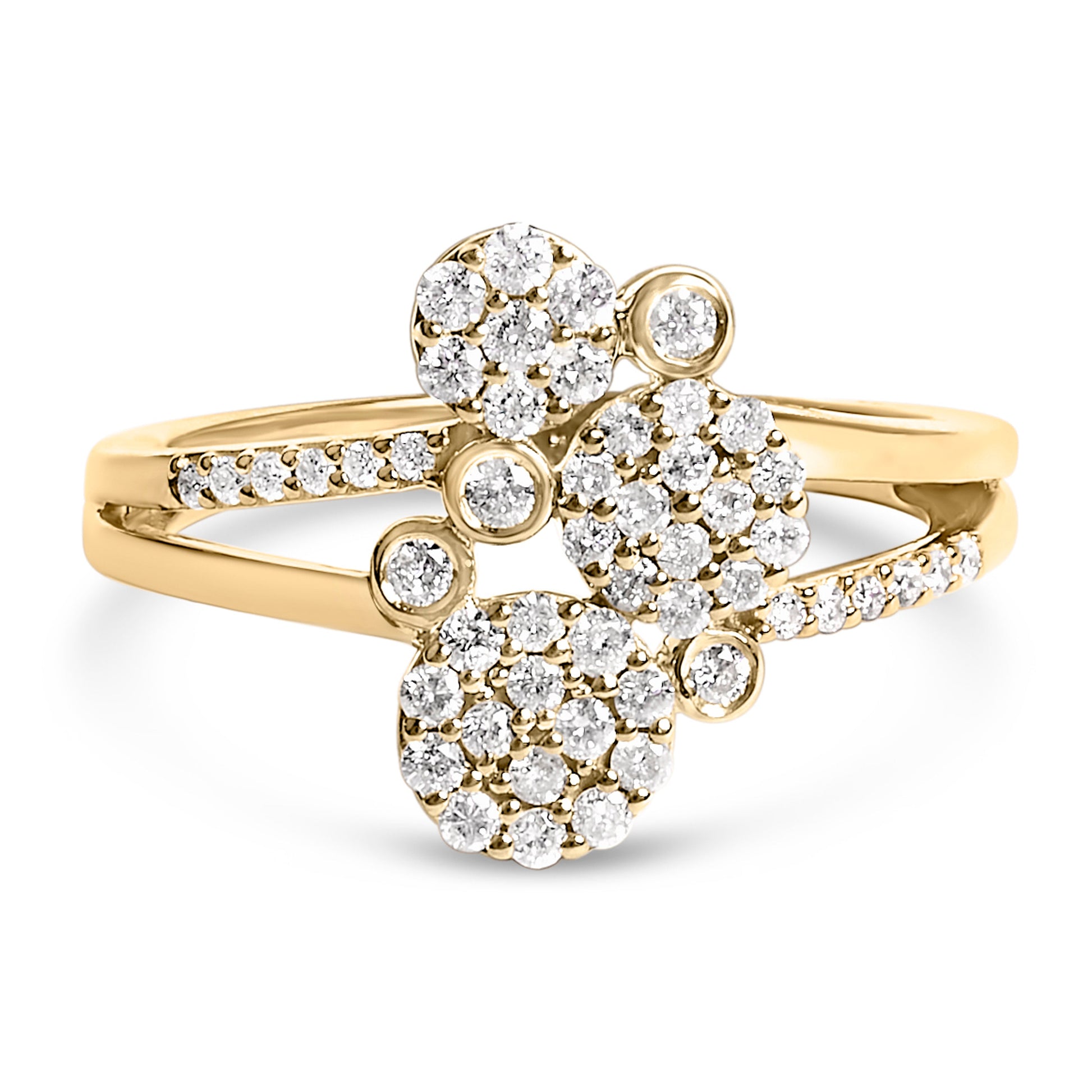Diamond scatter bypass ring set in rose-gold plated .925 sterling silver with pavé diamonds, size 7, Bids.com on Tampa Home & Garden Store